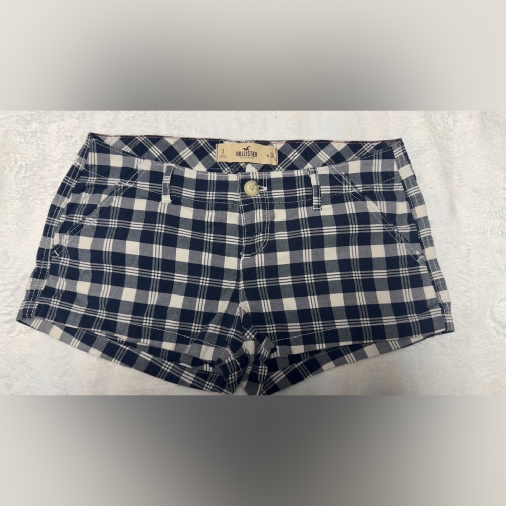 Hollister Navy Plaid Shorts